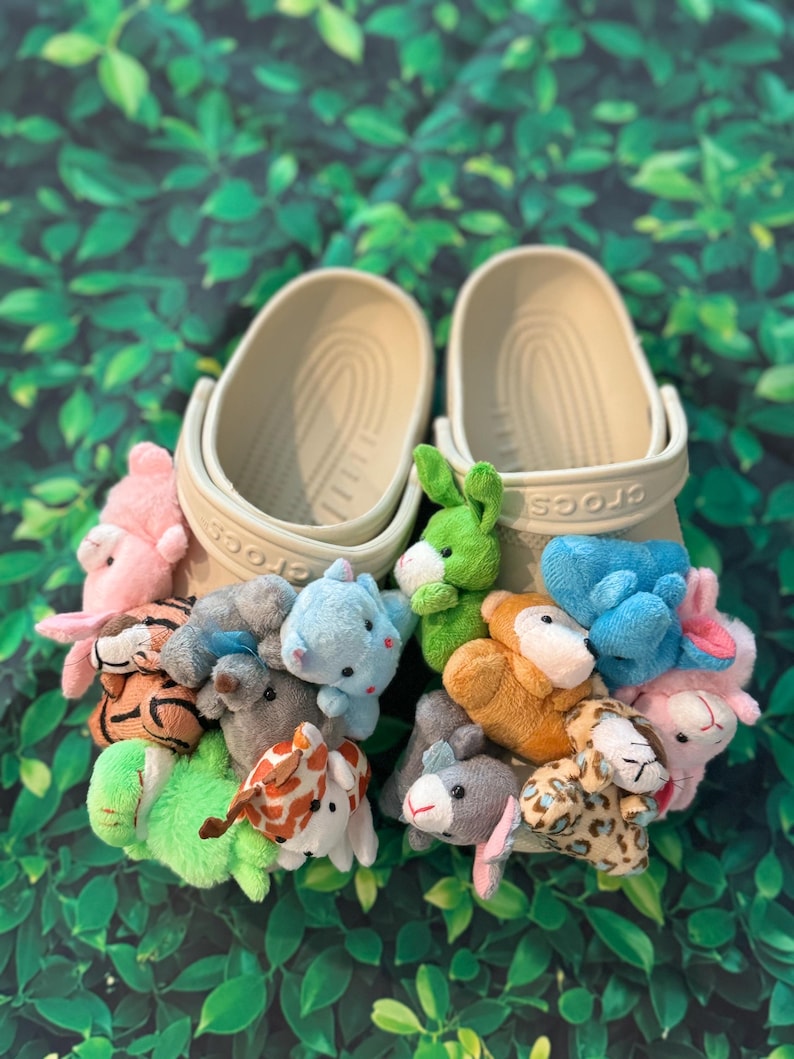 Mini Plush Croc Charms, 1 random animal charm per order.